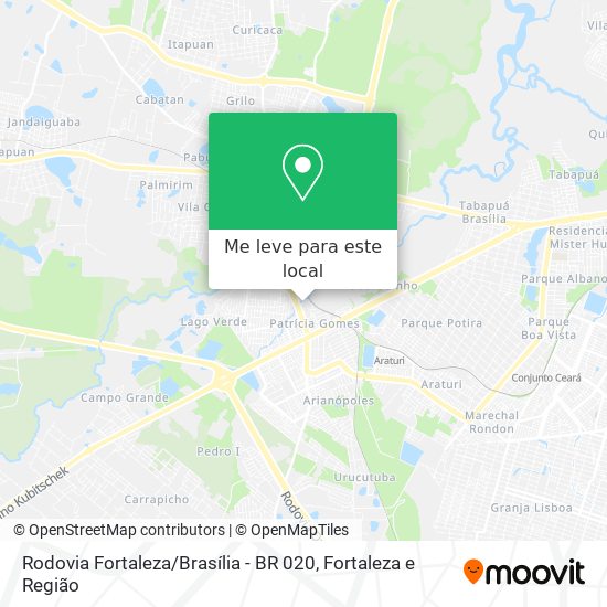 Rodovia Fortaleza / Brasília - BR 020 mapa