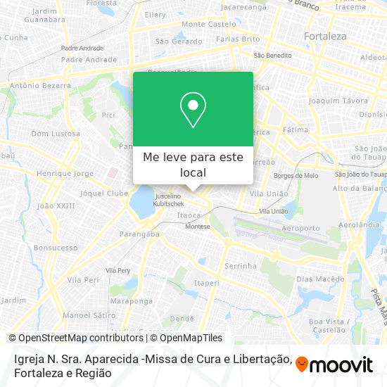 Igreja N. Sra. Aparecida -Missa de Cura e Libertação mapa