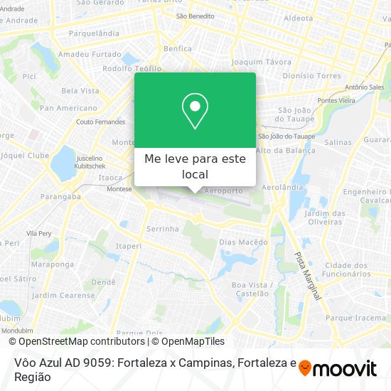Vôo Azul AD 9059: Fortaleza x Campinas mapa