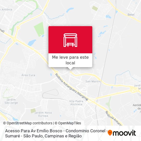 Acesso Para Av Emílio Bosco - Condomínio Coronel -  Sumaré - São Paulo mapa