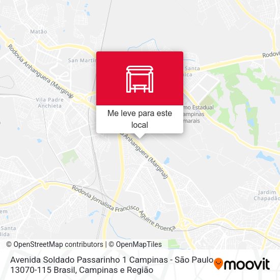 Avenida Soldado Passarinho 1 Campinas - São Paulo 13070-115 Brasil mapa