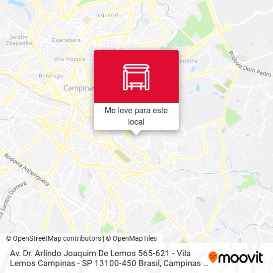 Av. Dr. Arlíndo Joaquim De Lemos 565-621 - Vila Lemos Campinas - SP 13100-450 Brasil mapa
