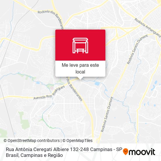 Rua Antônia Ceregati Albiere 132-248 Campinas - SP Brasil mapa