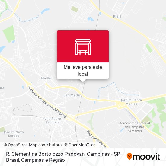 R. Clementina Bortolozzo Padovani Campinas - SP Brasil mapa