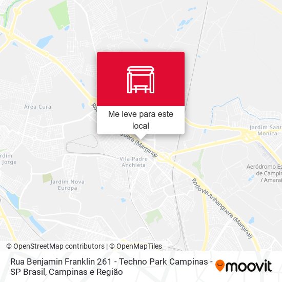 Rua Benjamin Franklin 261 - Techno Park Campinas - SP Brasil mapa