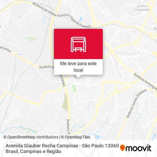 Avenida Glauber Rocha Campinas - São Paulo 13060 Brasil mapa