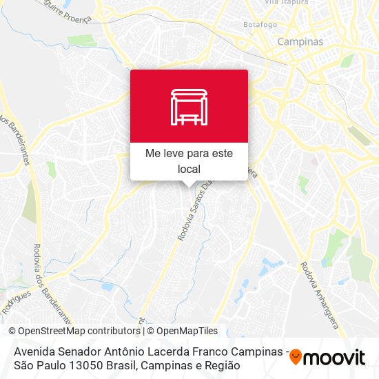 Avenida Senador Antônio Lacerda Franco Campinas - São Paulo 13050 Brasil mapa