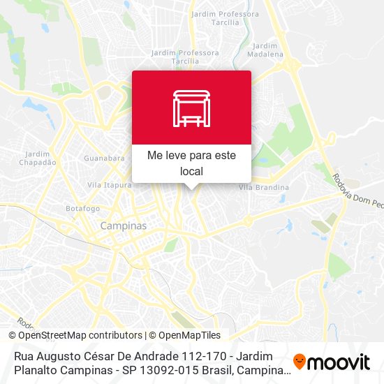 Rua Augusto César De Andrade 112-170 - Jardim Planalto Campinas - SP 13092-015 Brasil mapa