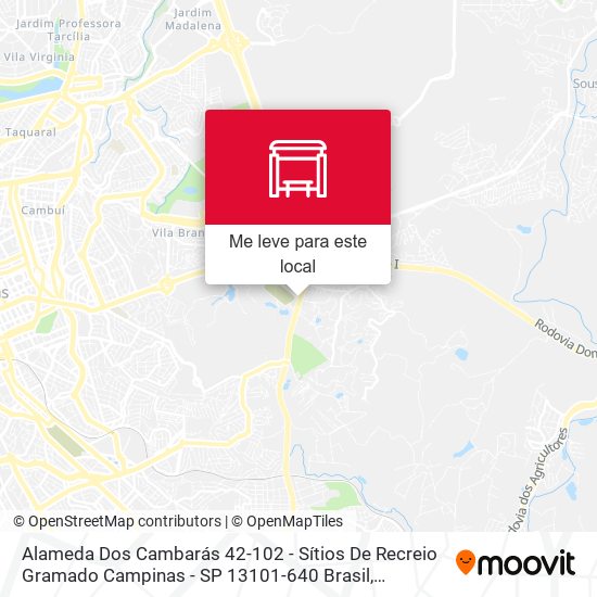 Alameda Dos Cambarás 42-102 - Sítios De Recreio Gramado Campinas - SP 13101-640 Brasil mapa