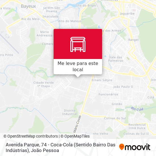 Avenida Parque, 74 - Coca-Cola (Sentido Bairro Das Indústrias) mapa