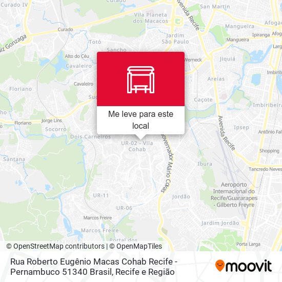 Rua Roberto Eugênio Macas Cohab Recife - Pernambuco 51340 Brasil mapa