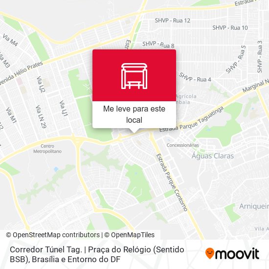 Corredor Túnel Tag. | Praça do Relógio (Sentido BSB) mapa