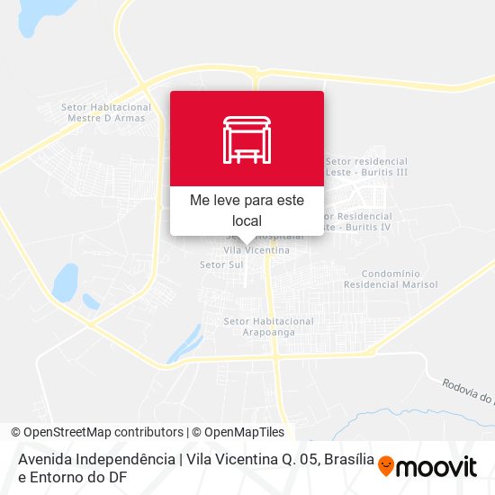 Avenida Independência | Vila Vicentina Q. 05 mapa