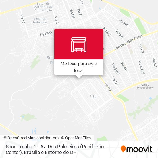 Shsn Trecho 1 - Av. Das Palmeiras (Panif. Pão Center) mapa
