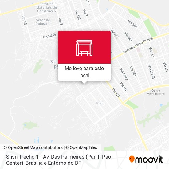 Shsn Trecho 1 - Av. Das Palmeiras (Panif. Pão Center) mapa