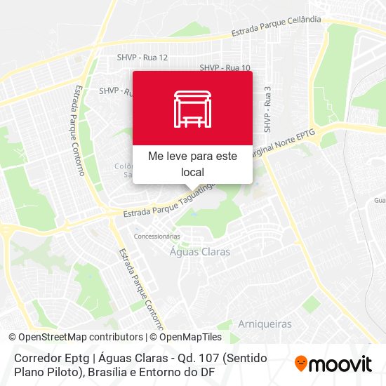 Corredor Eptg | Águas Claras - Qd. 107 (Sentido Plano Piloto) mapa