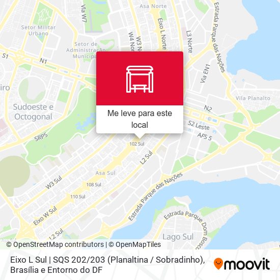Eixo L Sul | SQS 202 / 203 (Planaltina / Sobradinho) mapa