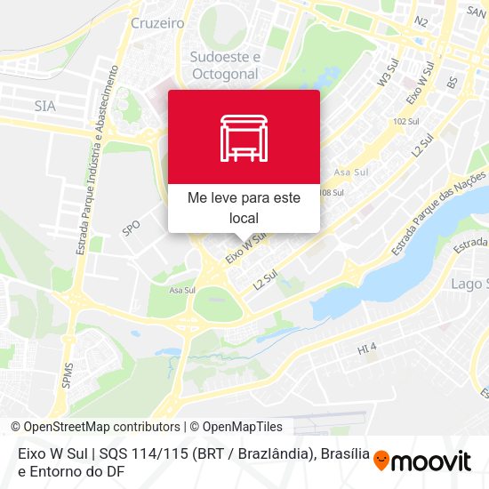 Eixo W Sul | SQS 114 / 115 (BRT / Brazlândia) mapa