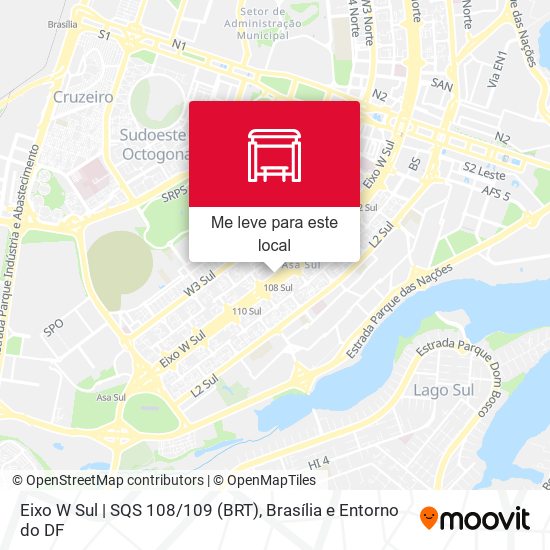 Eixo W Sul | SQS 108/109 (BRT) mapa