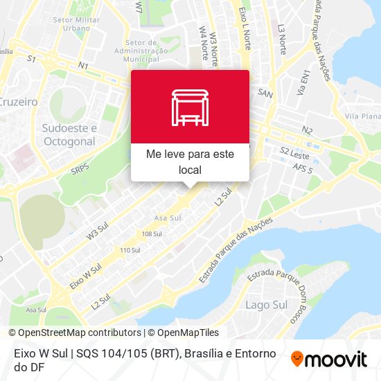 Eixo W Sul | SQS 104/105 (BRT) mapa