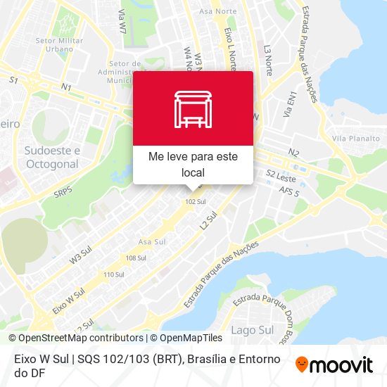 Eixo W Sul | SQS 102/103 (BRT) mapa