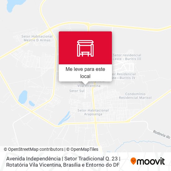Avenida Independência | Setor Tradicional Q. 23 | Rotatória Vila Vicentina mapa