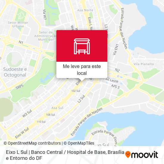 Eixo L Sul | Banco Central / Hospital de Base mapa
