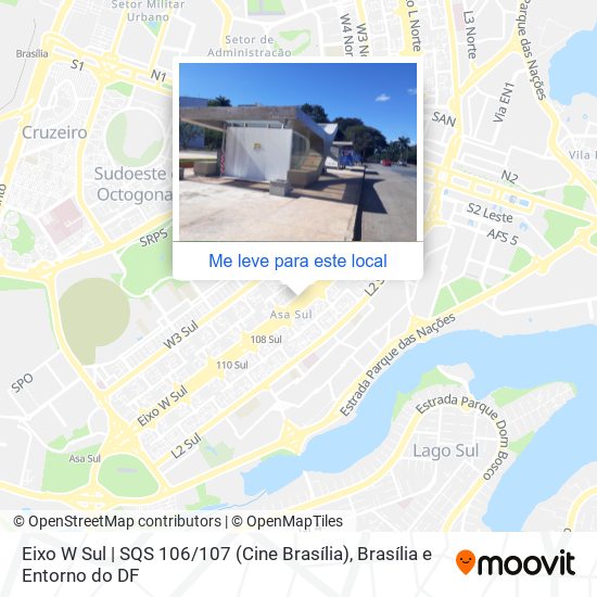 Eixo W Sul | SQS 106 / 107 (Cine Brasília) mapa