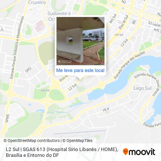 L2 Sul | SGAS 613 (Hospital Sírio Libanês / HOME) mapa