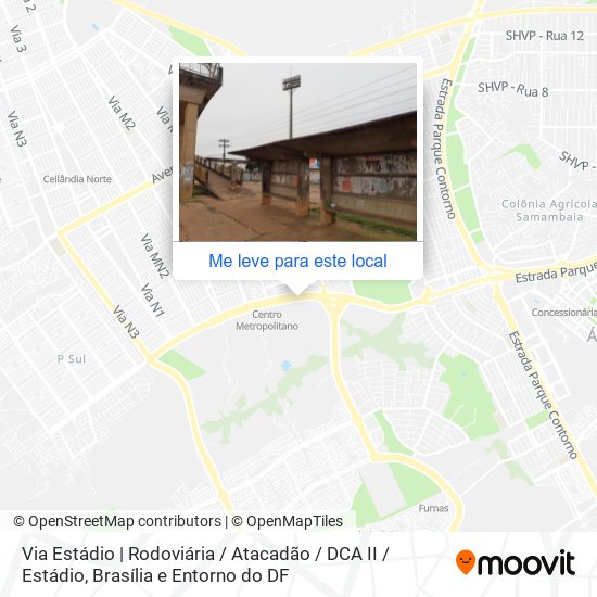 Via Estádio | Rodoviária / Atacadão / DCA II / Estádio mapa
