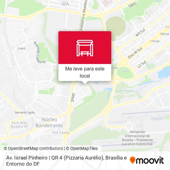 Av. Israel Pinheiro | QR 4 (Pizzaria Aurélio) mapa