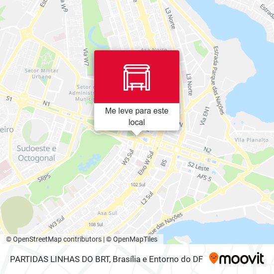 PARTIDAS LINHAS DO BRT mapa