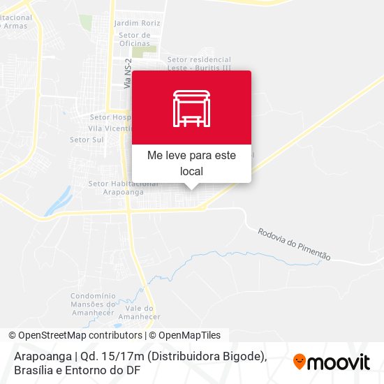 Arapoanga | Qd. 15 / 17m (Distribuidora Bigode) mapa