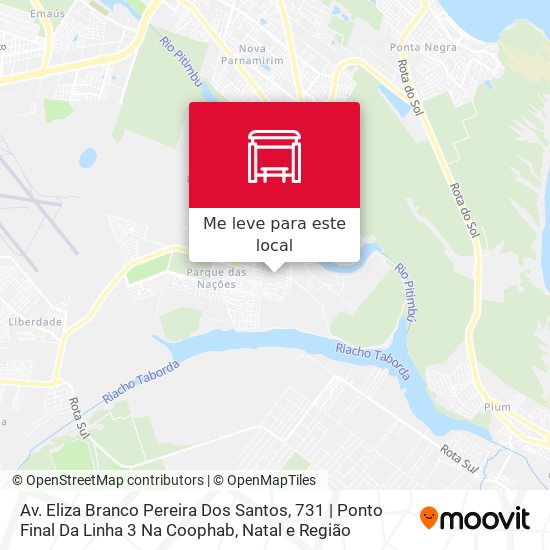 Av. Eliza Branco Pereira Dos Santos, 731 | Ponto Final Da Linha 3 Na Coophab mapa