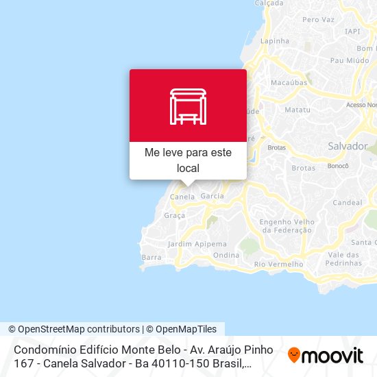 Condomínio Edifício Monte Belo - Av. Araújo Pinho 167 - Canela Salvador - Ba 40110-150 Brasil mapa