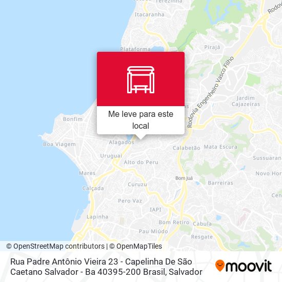 Rua Padre Antônio Vieira 23 - Capelinha De São Caetano Salvador - Ba 40395-200 Brasil mapa