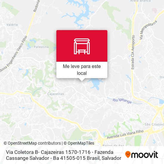 Via Coletora B- Cajazeiras 1570-1716 - Fazenda Cassange Salvador - Ba 41505-015 Brasil mapa