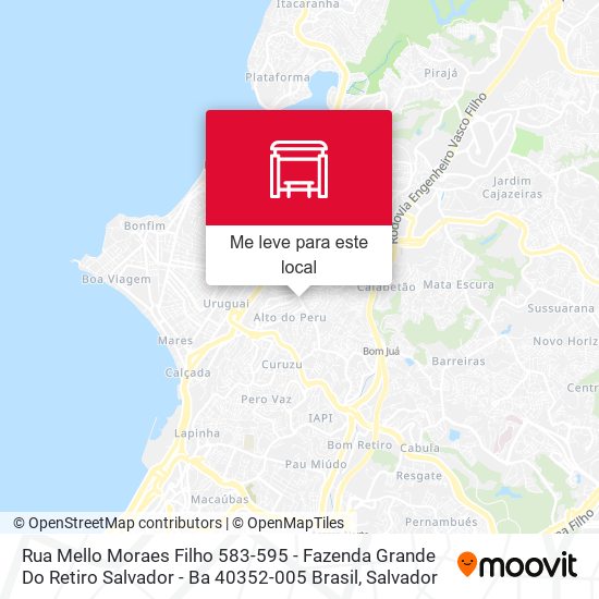 Rua Mello Moraes Filho 583-595 - Fazenda Grande Do Retiro Salvador - Ba 40352-005 Brasil mapa