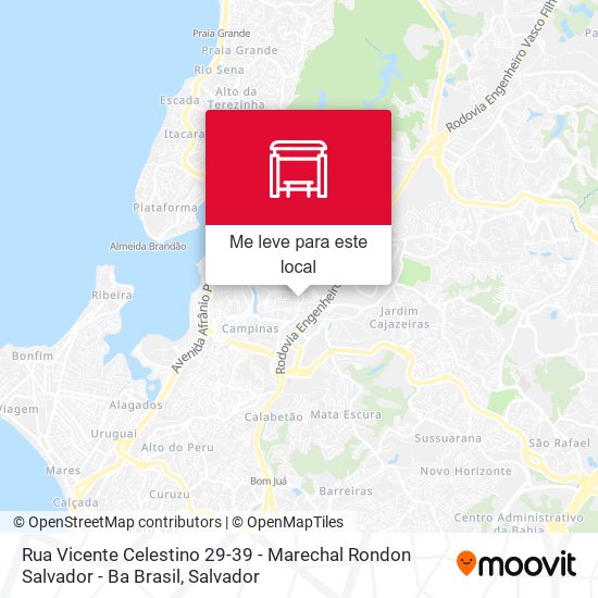 Rua Vicente Celestino 29-39 - Marechal Rondon Salvador - Ba Brasil mapa