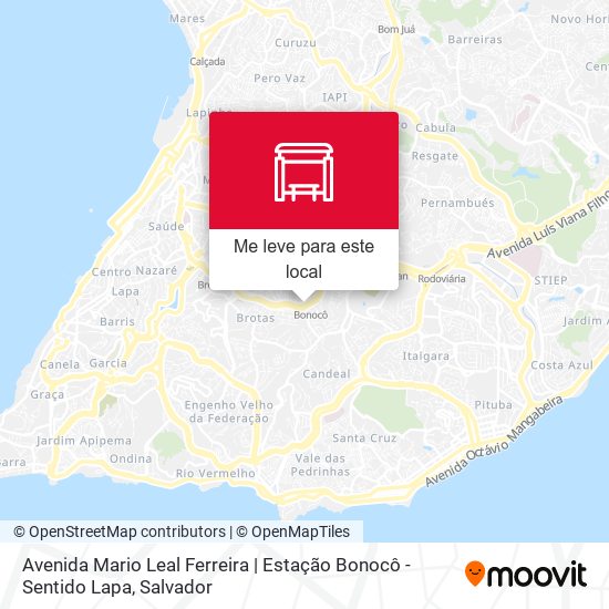 Avenida Mario Leal Ferreira | Estação Bonocô - Sentido Lapa mapa