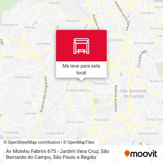 Av Moinho Fabrini 675 - Jardim Vera Cruz, São Bernardo do Campo mapa