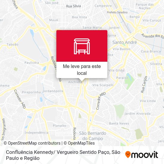 Confluência Kennedy/ Vergueiro Sentido Paço mapa