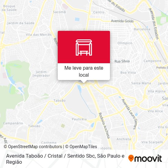Avenida Taboão / Cristal / Sentido Sbc mapa