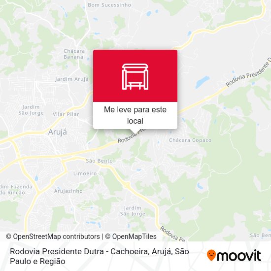 Rodovia Presidente Dutra - Cachoeira, Arujá mapa
