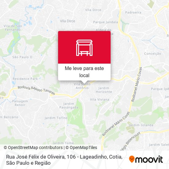 Rua José Félix de Oliveira, 106 - Lageadinho, Cotia mapa