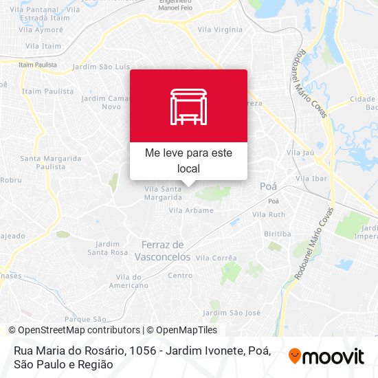 Rua Maria do Rosário, 1056 - Jardim Ivonete, Poá mapa