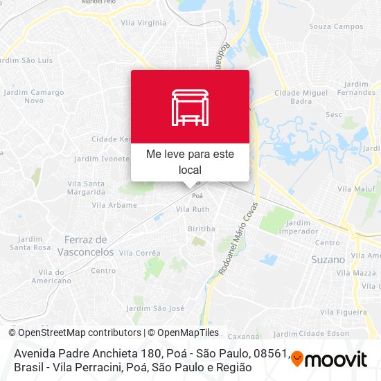 Avenida Padre Anchieta 180, Poá - São Paulo, 08561, Brasil - Vila Perracini, Poá mapa