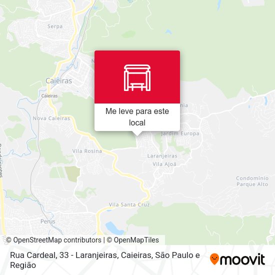 Rua Cardeal, 33 - Laranjeiras, Caieiras mapa
