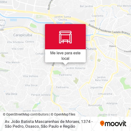 Av. João Batista Mascarenhas de Moraes, 1374 - São Pedro, Osasco mapa