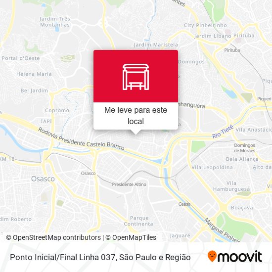 Ponto Inicial/Final Linha 037 mapa